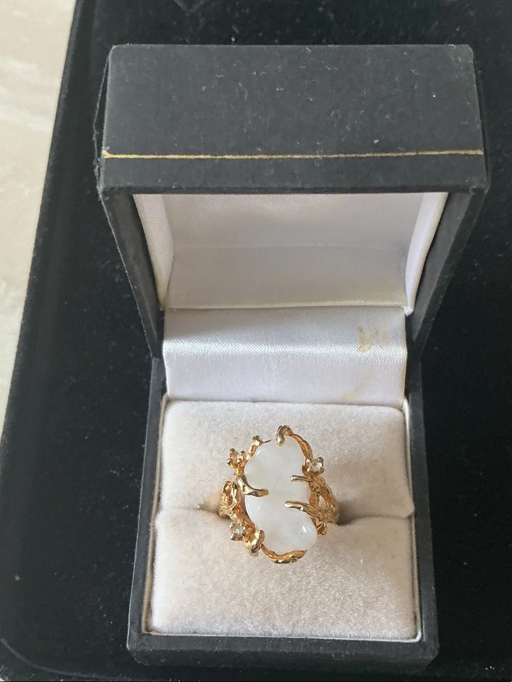 Gold-Tone White Stone Statement Ring - Women Jewelry